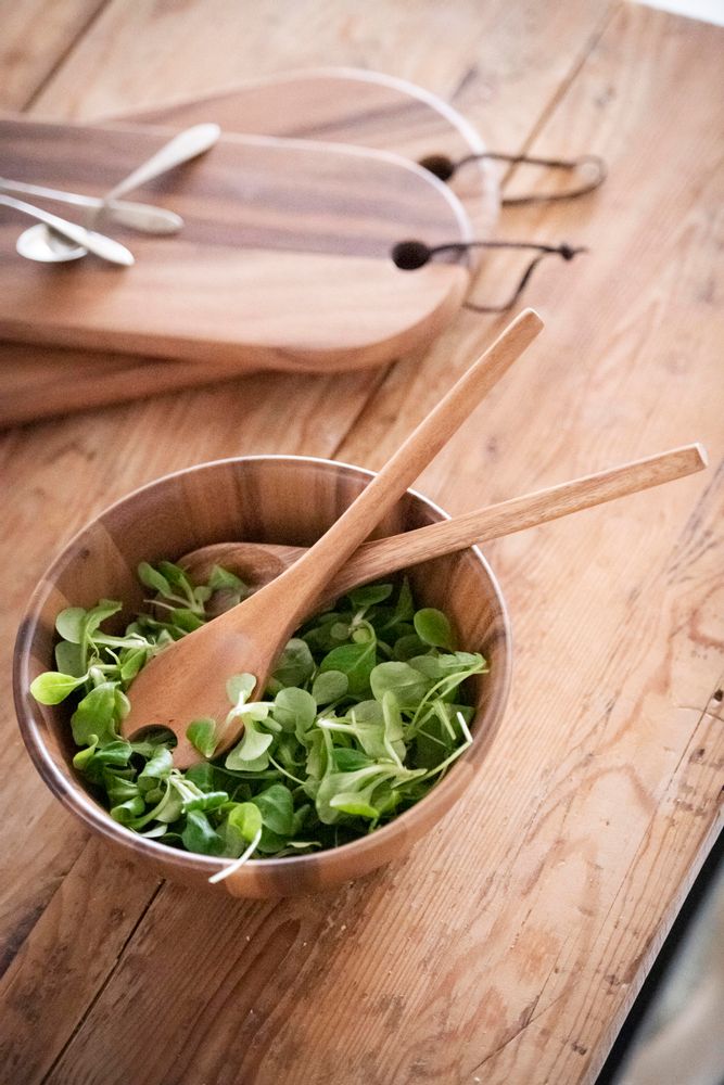 Kitchen utensils - Acacia Wood Salad Bowl Ø25x10 cm MS21065 - ANDREA HOUSE