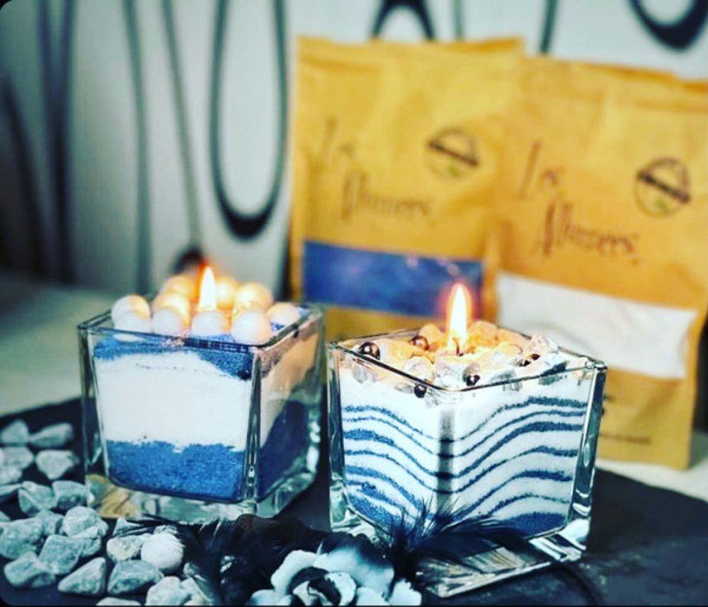 Candles - Lagoon Blue Candle Sand - L'ATELIER DES CREATEURS