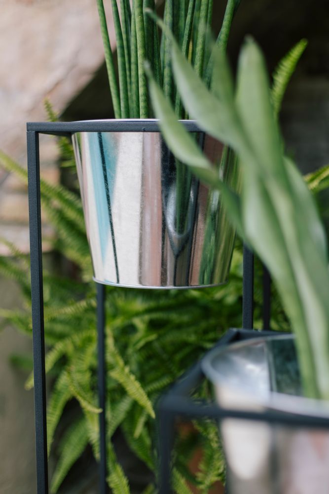 Flower pots - Black Metal Pot AX70036 - ANDREA HOUSE