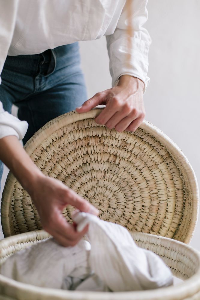 Laundry baskets - Palm leaf laundry basket BA70196 - ANDREA HOUSE