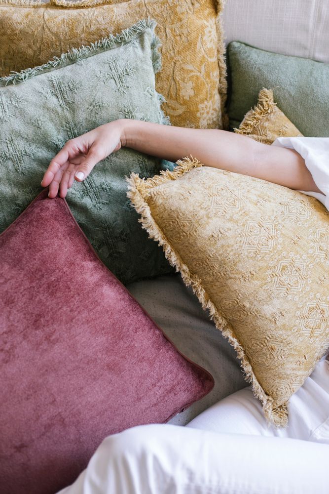 Fabric cushions - Harmony Mustard Cotton Cushion AX70201 - ANDREA HOUSE