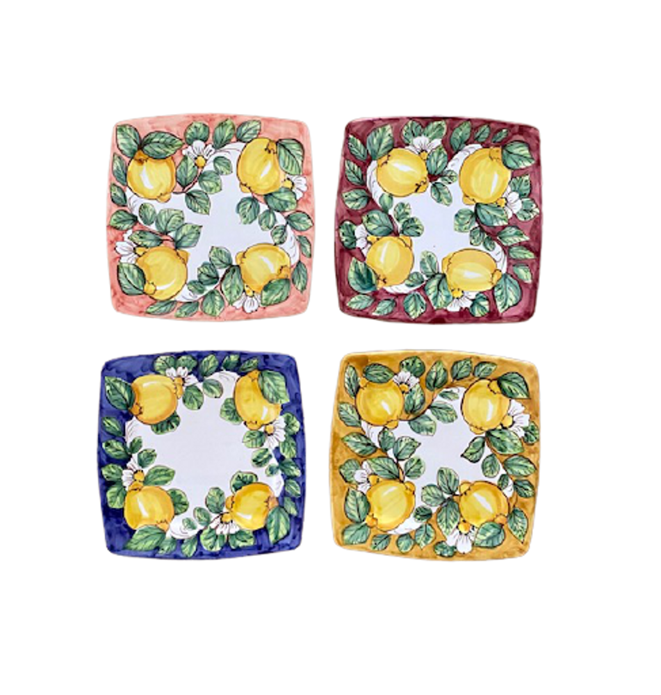 Kitchen utensils - Hand Painted Ceramic Square Plates 27x27 cm - CERASELLA CERAMICHE