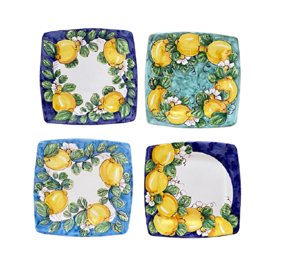 Kitchen utensils - Hand Painted Ceramic Square Plates 27x27 cm - CERASELLA CERAMICHE