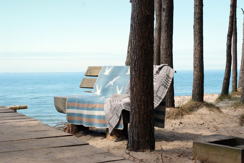 Plaids - Couverture en laine mouettes - 130 x 180 cm - J.J. TEXTILE LTD