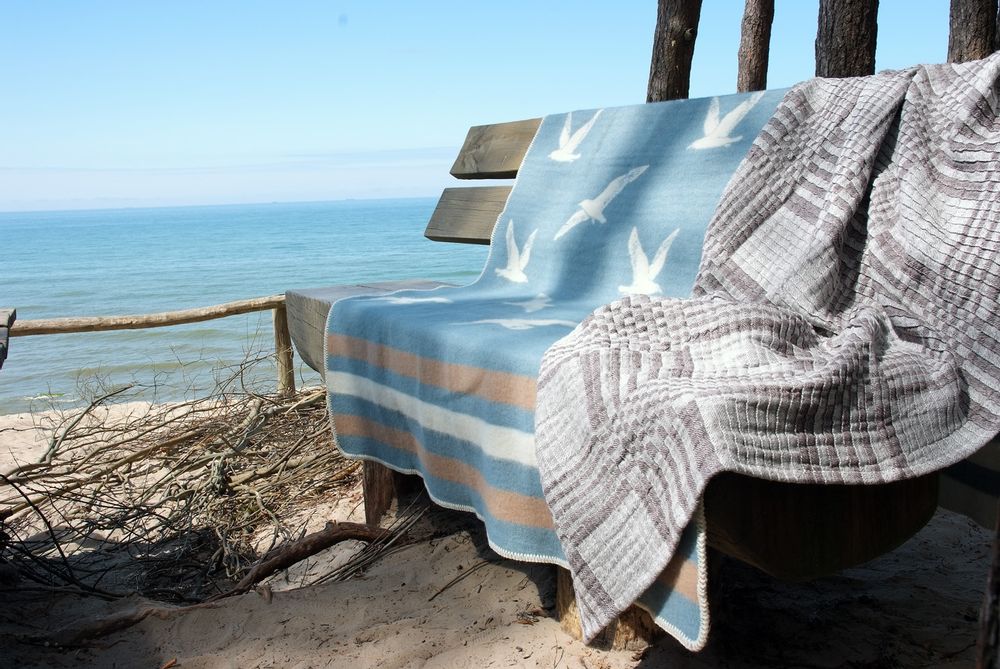 Plaids - Couverture en laine mouettes - 130 x 180 cm - J.J. TEXTILE LTD