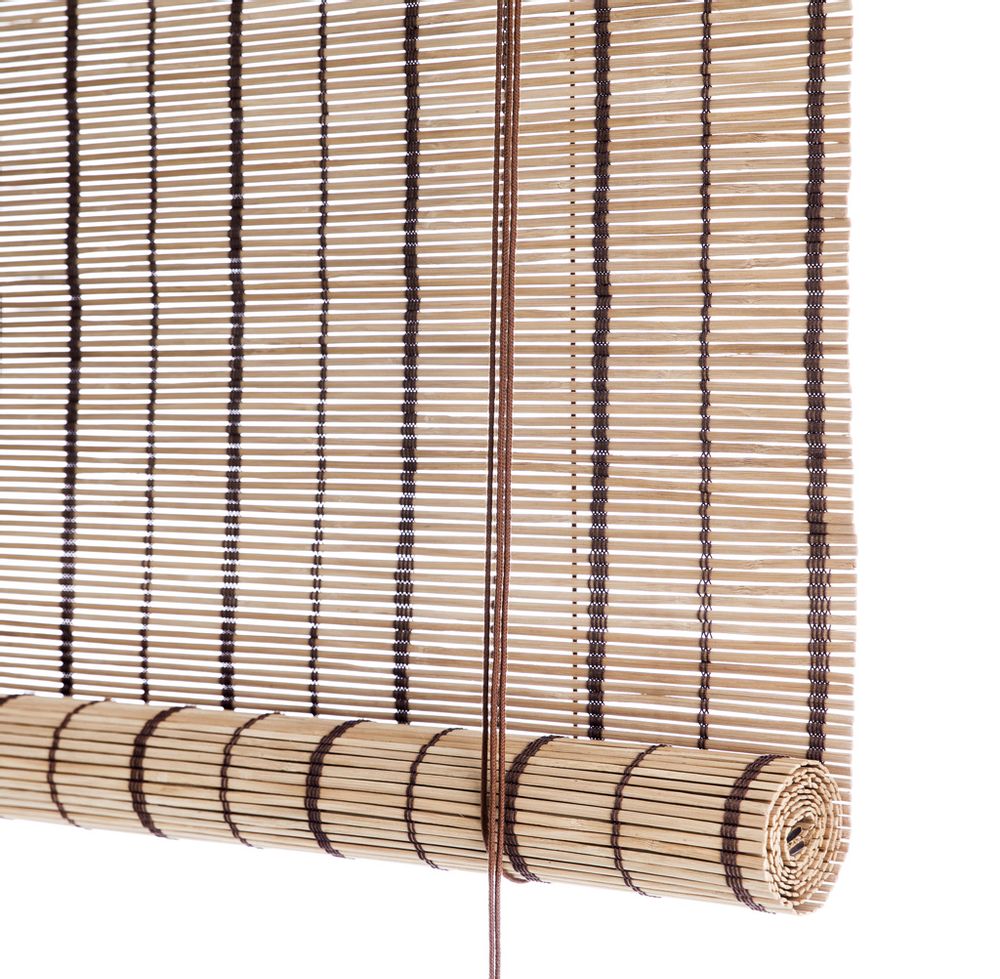 Rideaux et voilages - Store enrouleur en bambou rayé marron - COLOR & CO