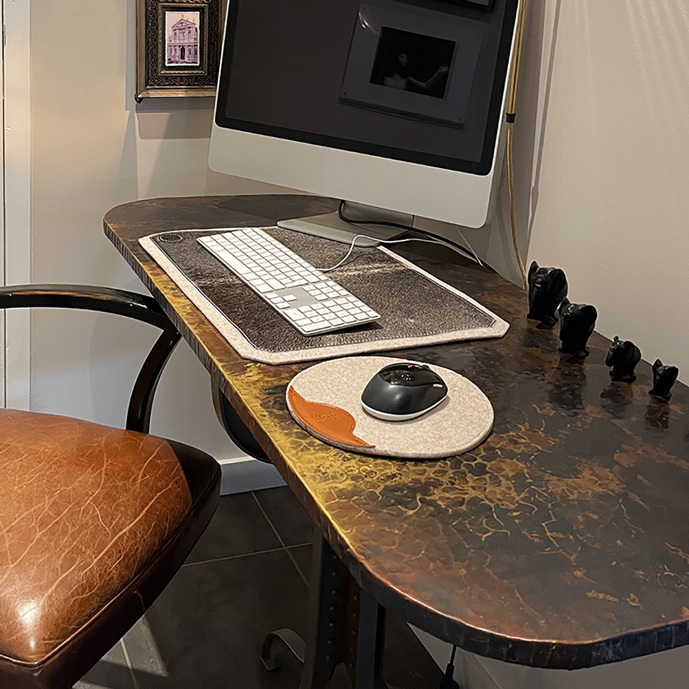Other office supplies - Wool felt and full grain vegetable leather mouse pads - L'ATELIER DES TANNERIES