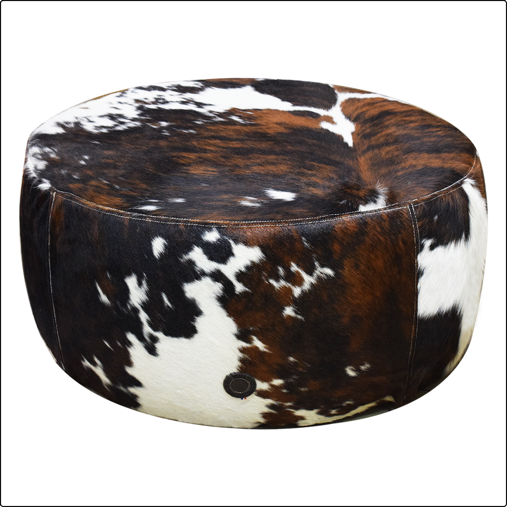 Decorative objects - Square or round cowhide or leather pouffes - L'ATELIER DES TANNERIES