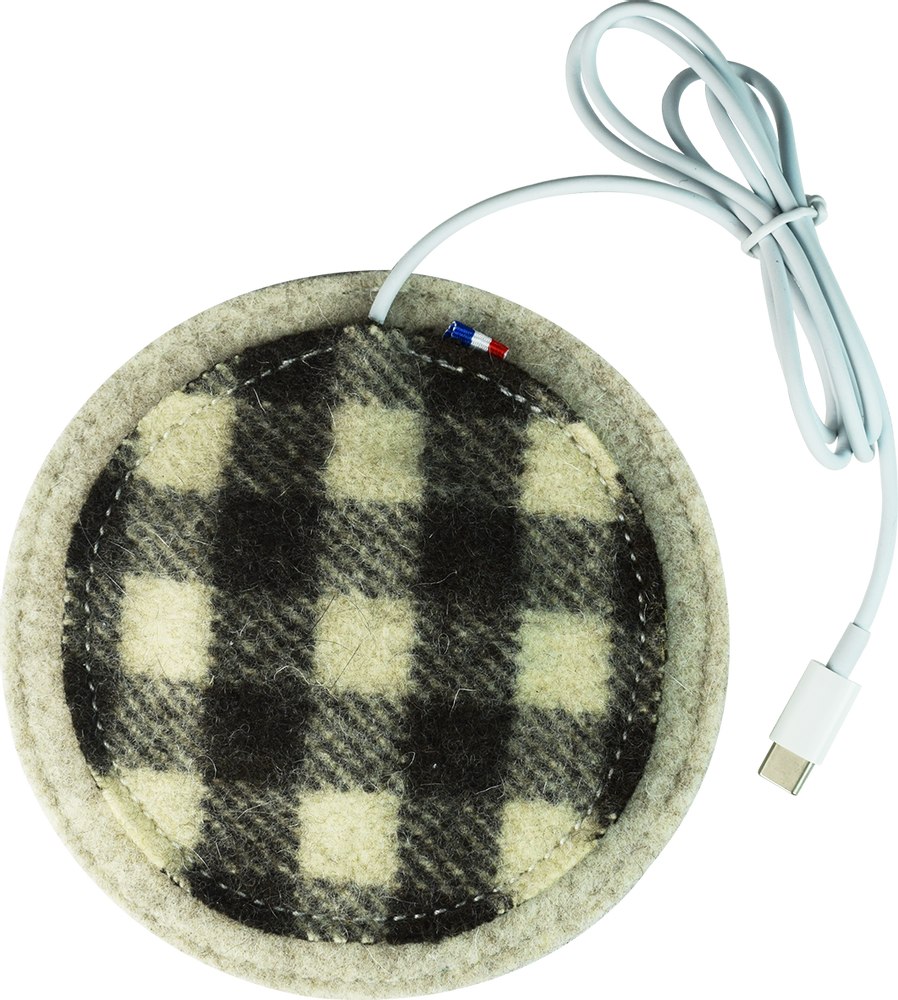Other smart objects - Wool and Cow Felt or Leather Induction Phone Charger - L'ATELIER DES TANNERIES