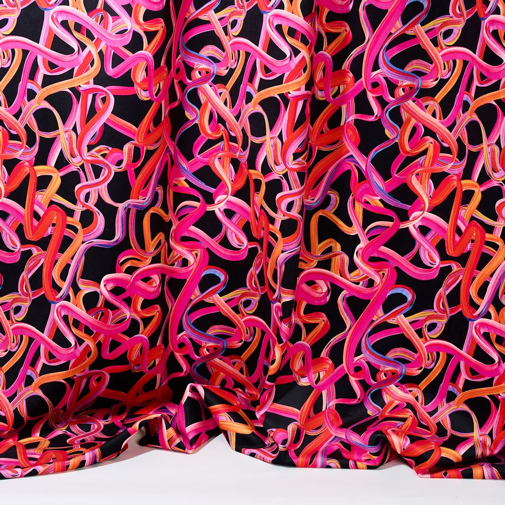 Tissus d'ameublement - Tissus "Rubans" velours noir - AMÉLIE CHOQUET