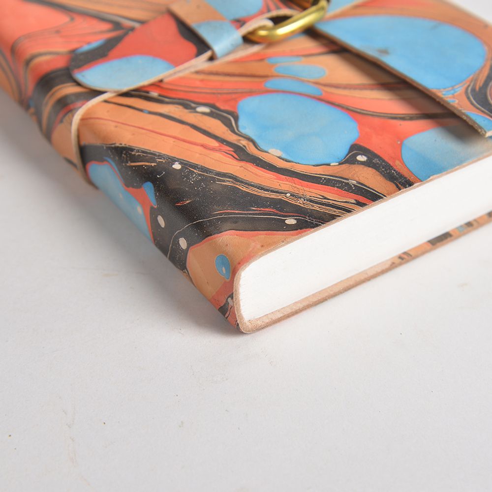 Papeterie bureau - Agenda en papier marbréfié fait main - QALARA