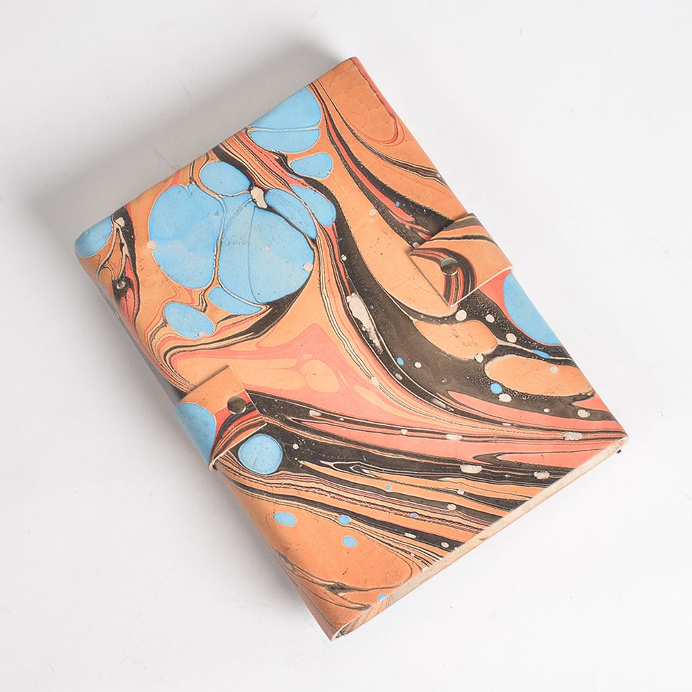 Papeterie bureau - Agenda en papier marbréfié fait main - QALARA