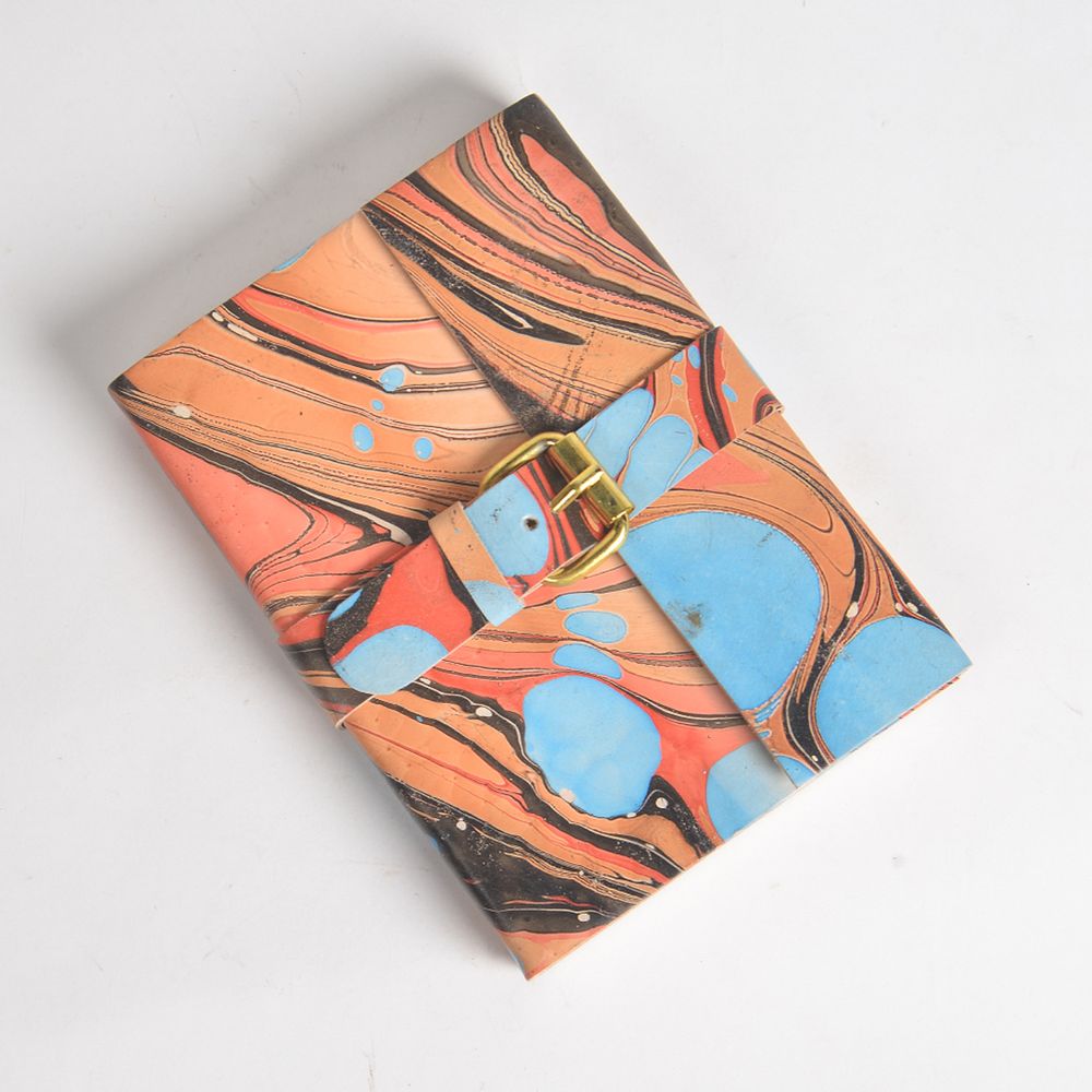 Papeterie bureau - Agenda en papier marbréfié fait main - QALARA