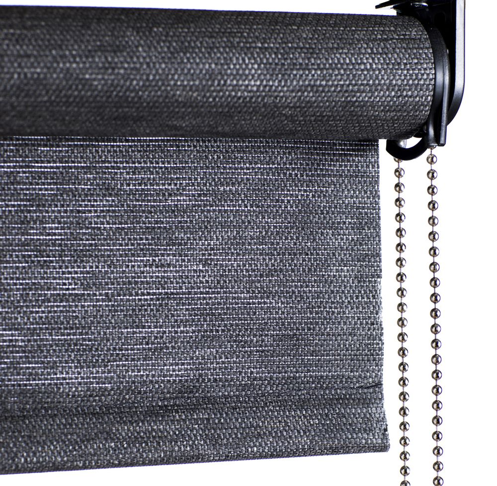 Rideaux et voilages - Store enrouleur en papier gris foncé avec chaîne de traction - COLOR & CO