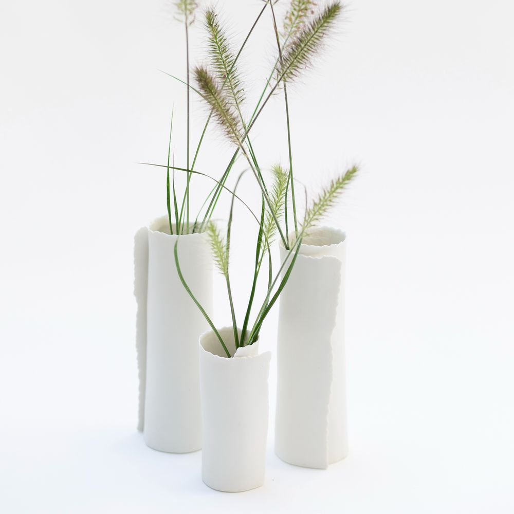 Vases - ARK 2 porcelain biscuit vase H=12cm, D=4.5cm. - YLVAYA DESIGN