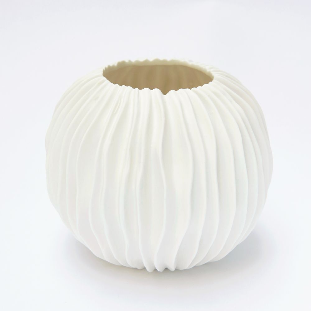 Vases - Vase rond KORALL en biscuit de porcelaine,H13,5, D11,5 - YLVAYA DESIGN