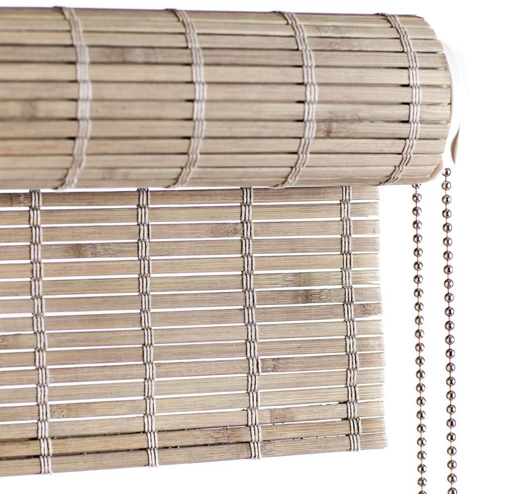 Curtains and window coverings - Grey stain bamboo roller blind, with chain pull - COLOR & CO