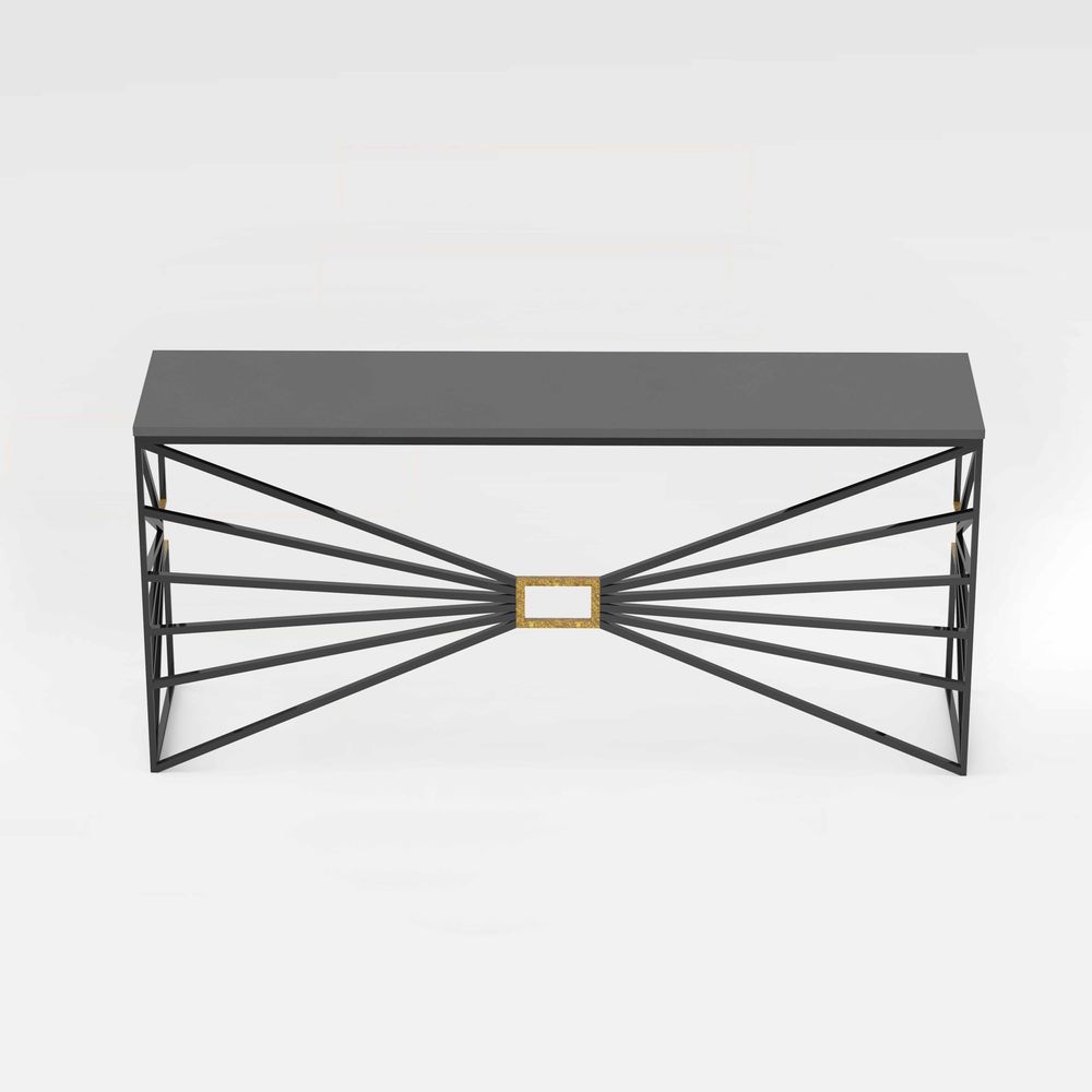 Consoles - SOLIS - l'élégante console en béton au design ARTDECO - raffinée avec des feuilles dorées - CO33 EXKLUSIVE BETONMÖBEL