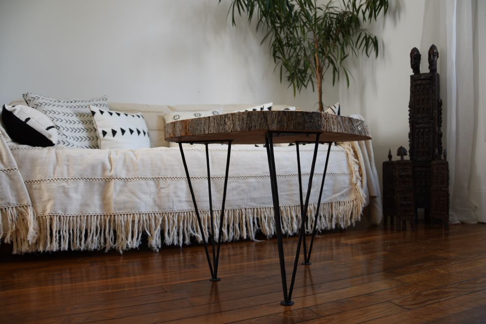 Unique pieces - DIEGUY Wood and Wrought Iron Coffee Table - MAISON LAADANI