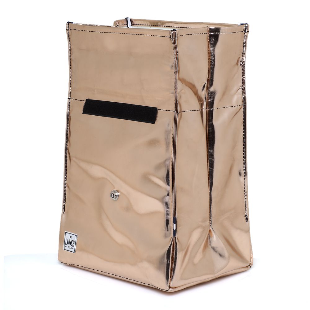 Stationery - Lunchbag Pink Gold with Black Strap - THE LUNCHBAGS