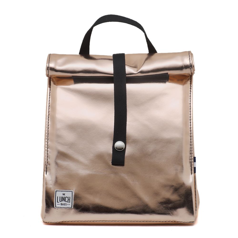 Stationery - Lunchbag Pink Gold with Black Strap - THE LUNCHBAGS