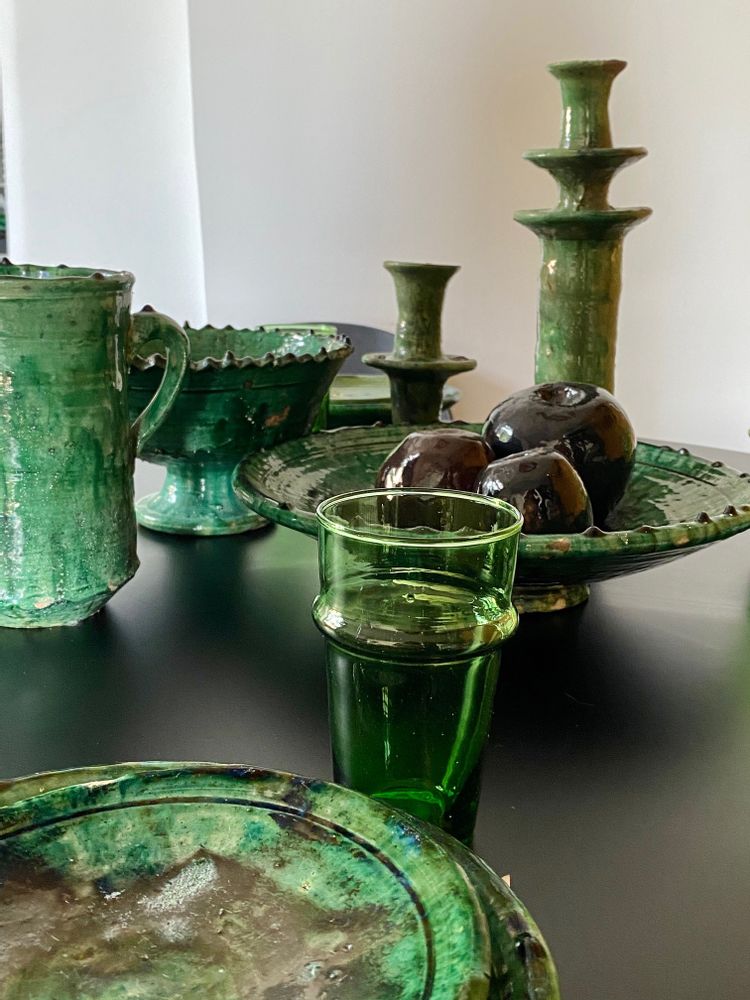 Pièces uniques - Vaisselle et bougeoirs de Tamegroute. - CHIC-INTEMPOREL