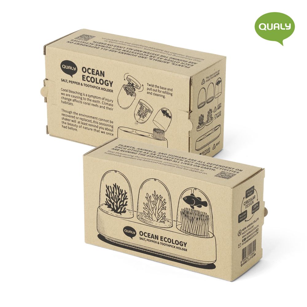 Assiettes au quotidien - Ocean Ecology - Porte-cure-dents + Salière et poivrière - Ustensiles de cuisine : Salle à manger Spice Cactus Salle à manger et vaisselle Party - QUALY DESIGN OFFICIAL