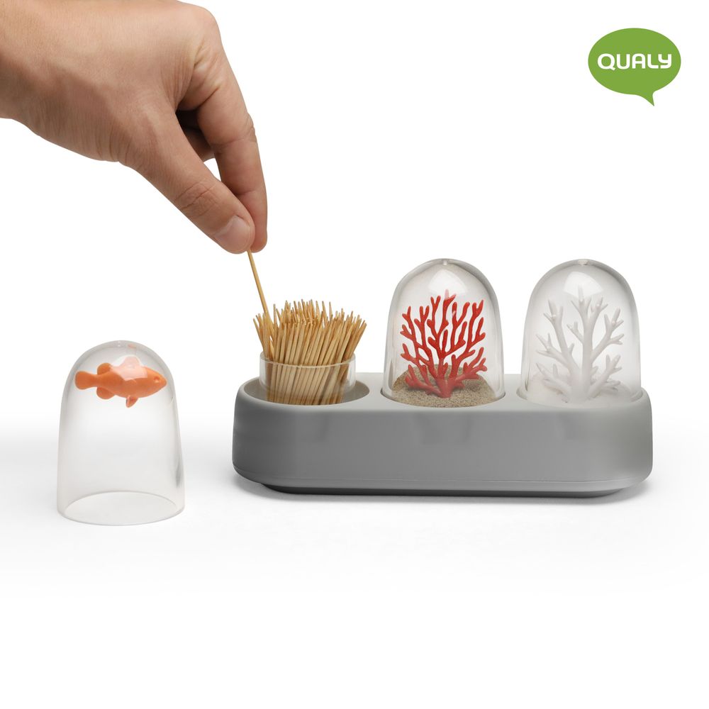 Assiettes au quotidien - Ocean Ecology - Porte-cure-dents + Salière et poivrière - Ustensiles de cuisine : Salle à manger Spice Cactus Salle à manger et vaisselle Party - QUALY DESIGN OFFICIAL