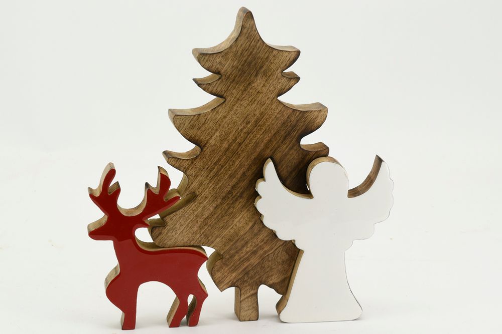 Autres décorations de Noël - Sapin, cerf et ange façon puzzle de Noël - AUBRY GASPARD