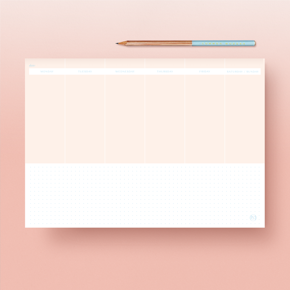 Stationery - ON TRACK A4 Undated Weekly Agenda Pad - COMMON MODERN