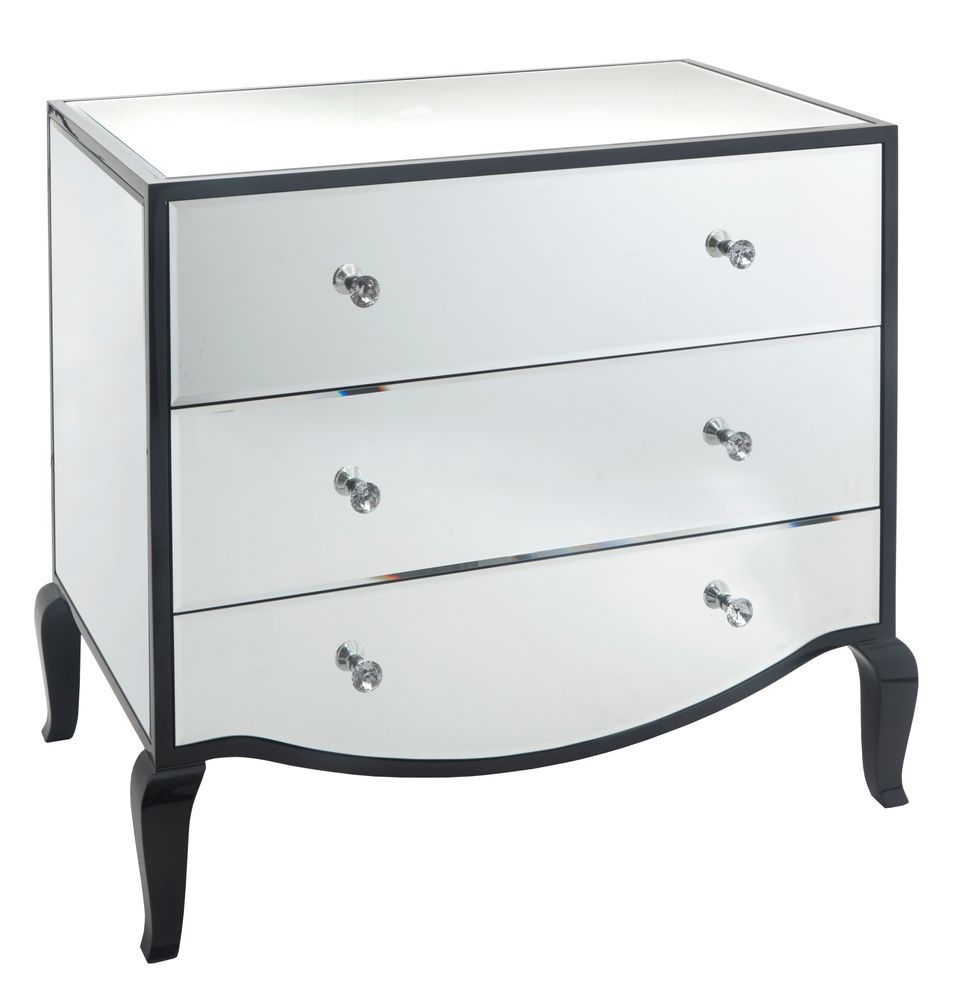 Commodes - Coffre noir brillant et miroir Carn - RV ASTLEY LTD
