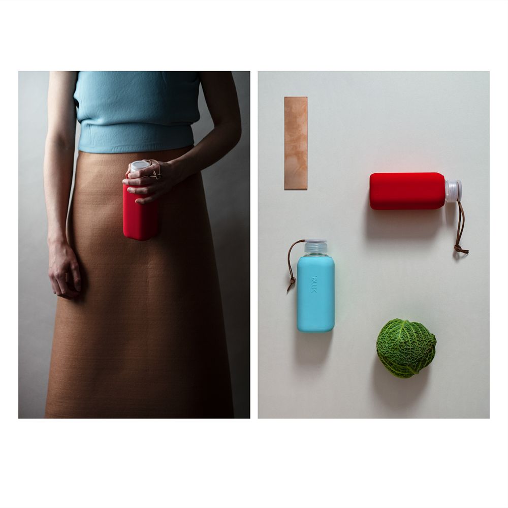 Cadeaux - BOUTEILLE EN VERRE RÉUTILISABLE ROUGE (600ml) SQUIREME. Y1 DURABLE. - SQUIREME.