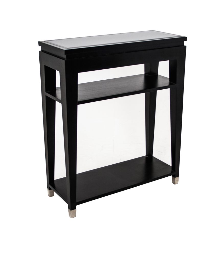 Consoles - Console avec plateau en verre noir avec 2 étagères - RV ASTLEY LTD