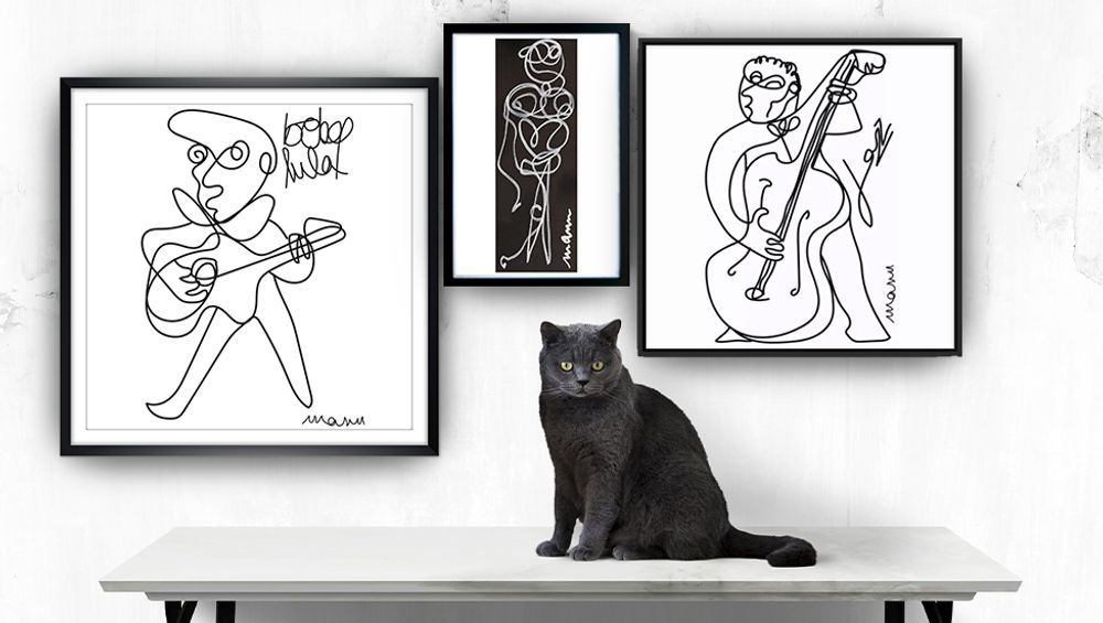 Fabric cushions - “Jazz” Line Art Limited Edition - L'ATELIER D'ANGES HEUREUX