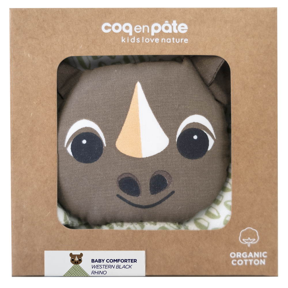 Accessoires pour puériculture - Doudou Rhinocéros 100% coton biologique - COQ EN PATE