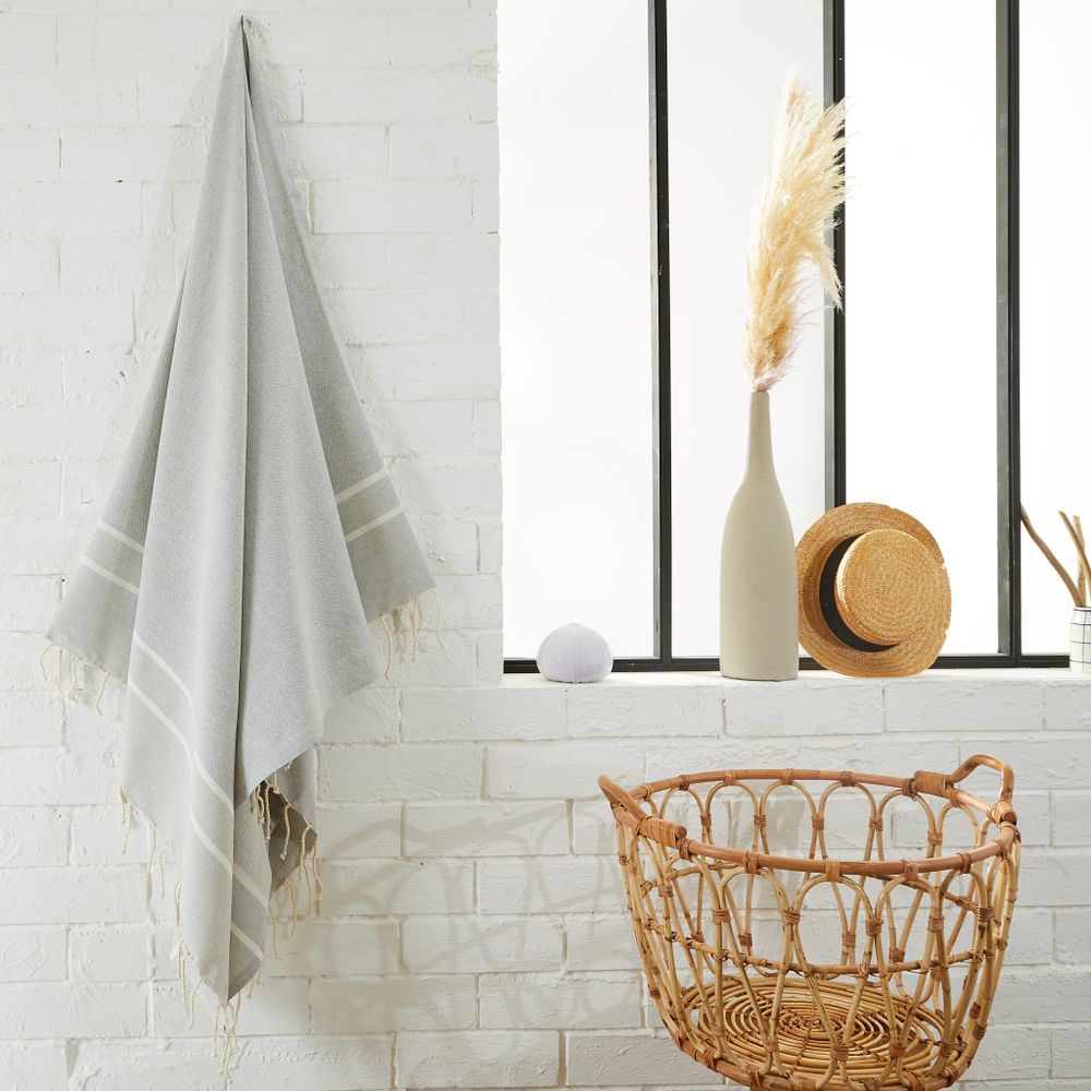 Autres linges de bain - Serviette Fouta Chevron en coton recyclé - BY FOUTAS