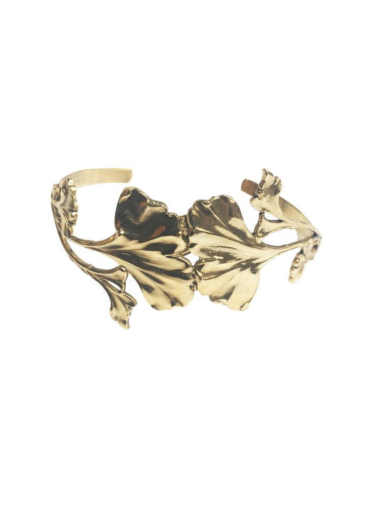 Bijoux - Manchette double Gingko dorée or fin - LOTTA DJOSSOU