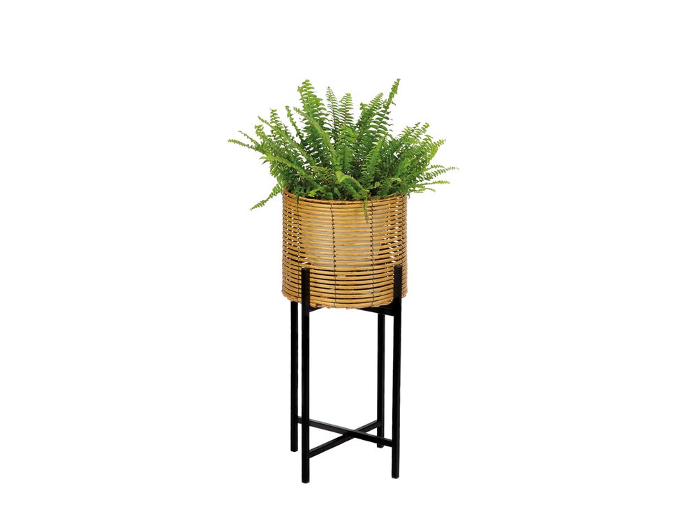 Flower pots - PLANTER IN SYNTHETIC RATTAN/METAL Ø26X62 AX71527 - ANDREA HOUSE