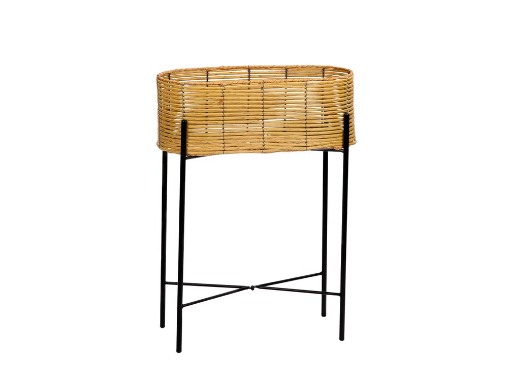 Pots de fleurs - JARDINIÈRE EN ROTIN SYNTHÉTIQUE/MÉTAL 49X20X66 AX71529 - ANDREA HOUSE