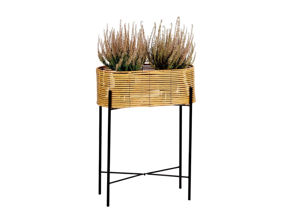 Pots de fleurs - JARDINIÈRE EN ROTIN SYNTHÉTIQUE/MÉTAL 49X20X66 AX71529 - ANDREA HOUSE