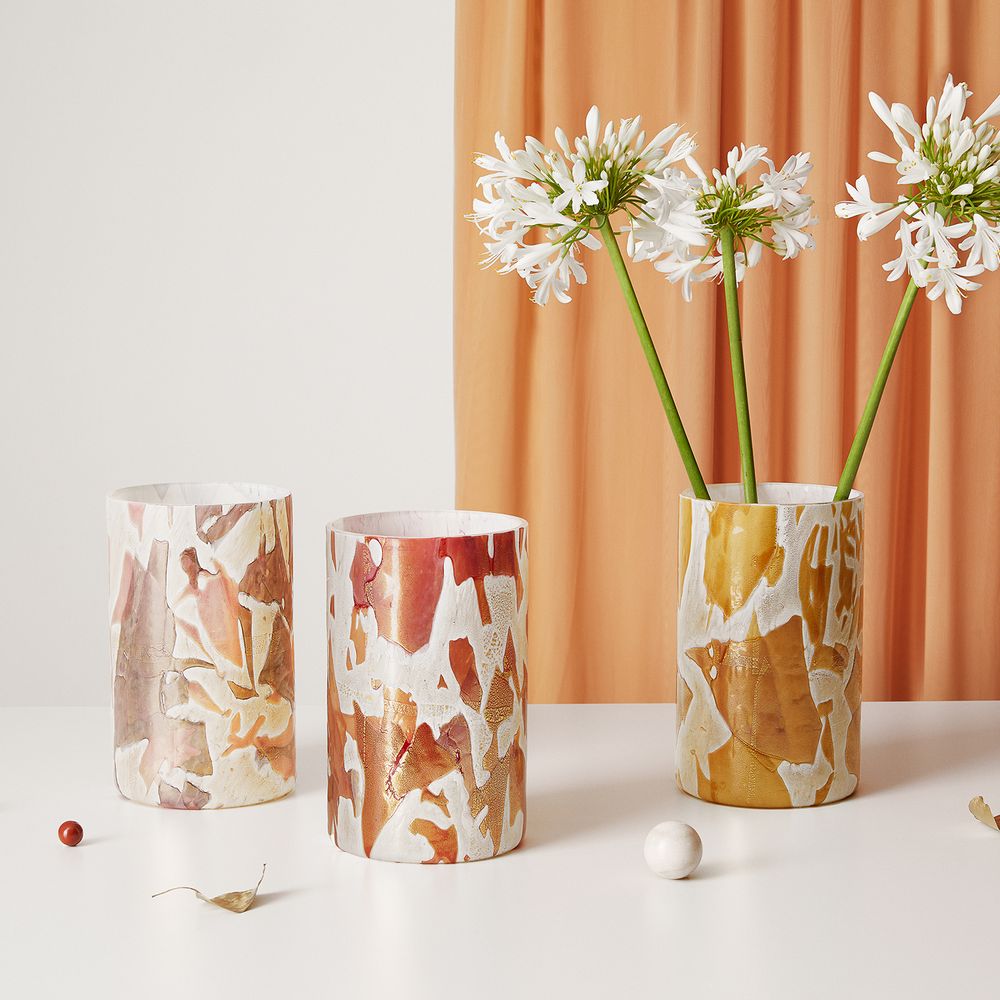 Vases - Nougat Golden Red Tall Vase - STORIES OF ITALY