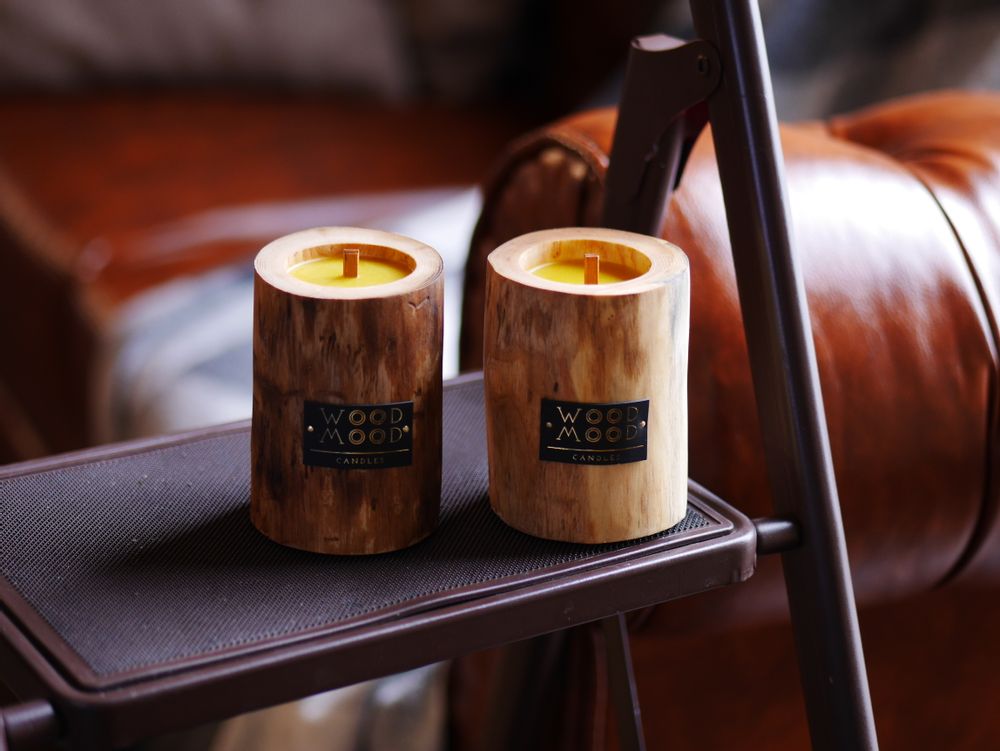 Cadeaux - UBUD S | Bougie intérieure en bois, cire d'abeille et huiles naturelles | Format cadeau parfait - WOOD MOOD