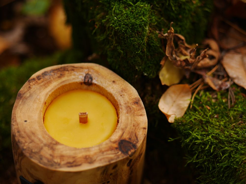 Cadeaux - UBUD S | Bougie intérieure en bois, cire d'abeille et huiles naturelles | Format cadeau parfait - WOOD MOOD
