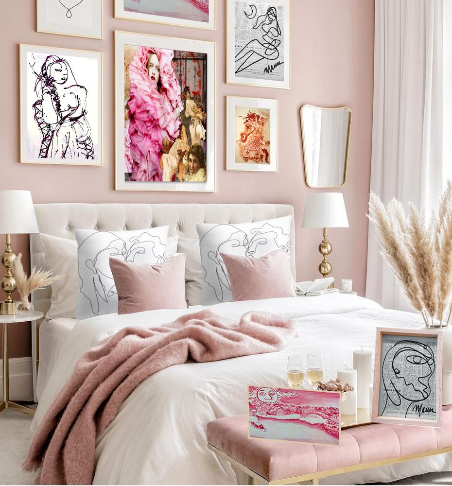 Coussins textile - "Rose" Collage Edition Limitée - L'ATELIER D'ANGES HEUREUX