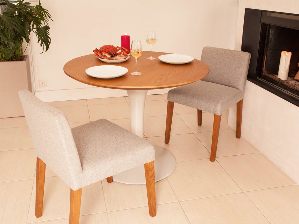 Chairs for hospitalities & contracts - Retro Modern Dining chair Studio in 100% natural solid Sungkai wood and polyester. - EZEÏS