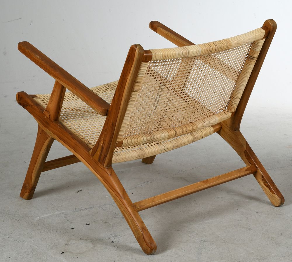 Fauteuils - Fauteuil en teck et cannage en rotin - AUBRY GASPARD