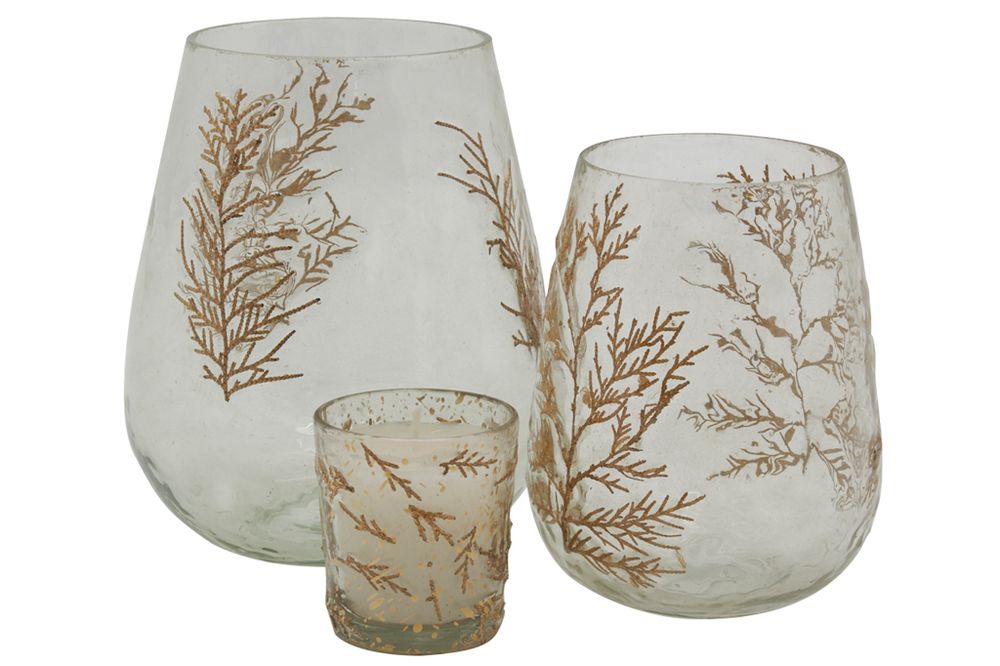 Bougeoirs et photophores - Photophore en verre et fougère doré - AUBRY GASPARD