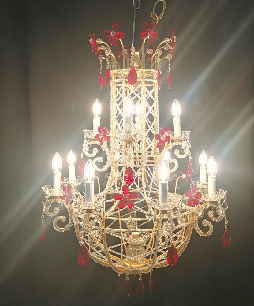 Hotel bedrooms - GOLD CRYSTAL CHANDELIER - L'ARTIGIANO DEL LAMPADARIO