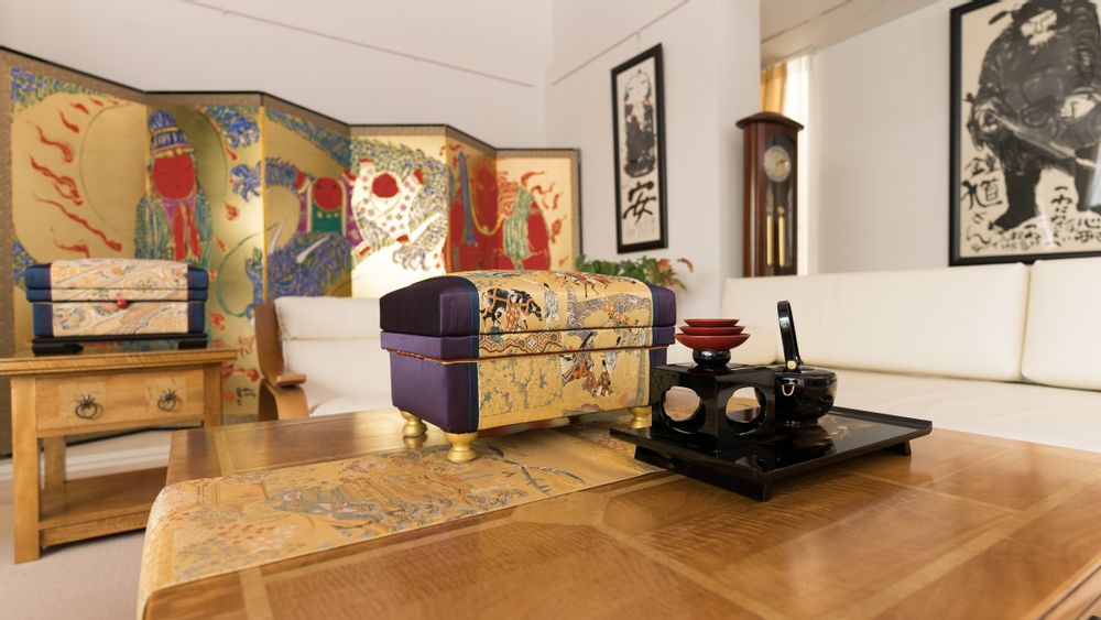 Coffrets et boîtes - Chabako Japonaise, Bench/Storage Box, "Nishijin Aoi-Matsuri" - INTERIOR CHABAKO