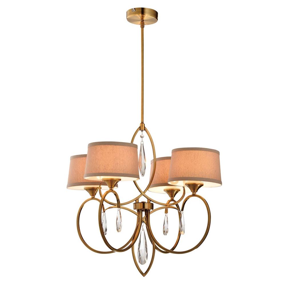 Ceiling lights - Ronda 4 Arm Chandelier (Antique Brass) - RV ASTLEY LTD
